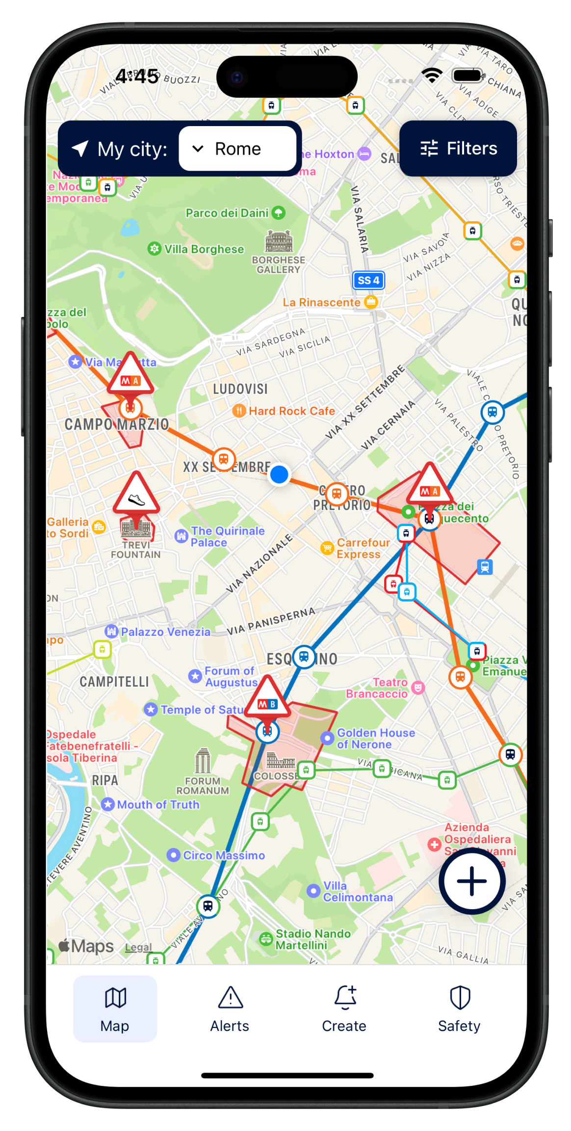 pickpocket alert app example of map